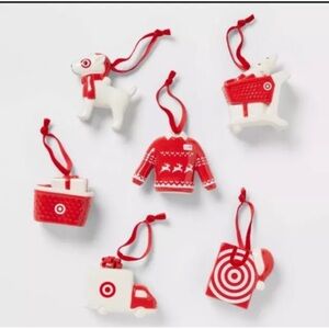 Target Wondershop Christmas Bullseye Dog 6 Pc Ceramic Ornament New Xmas Holiday